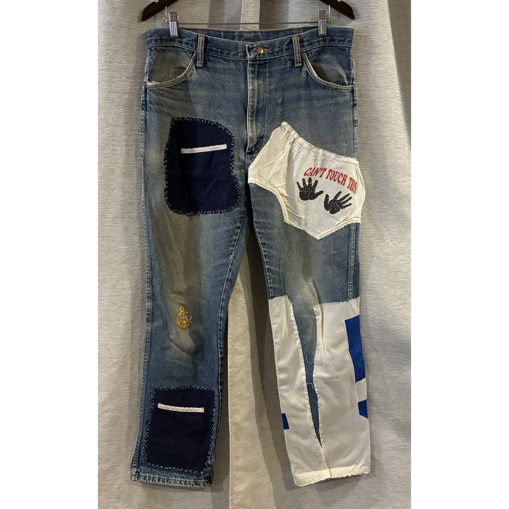 Handmade Patchwork Jeans Reworked Denim One of a Kind Streetwear Size 36 Festiva